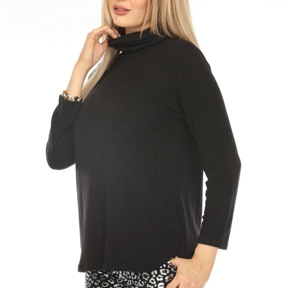 Black Turtle Neck Cozy Sweater Top - Picture 3 of 11